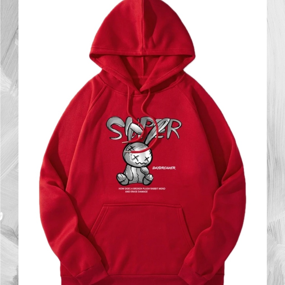 Men Slogan & Cartoon Graphic Drawstring Hoodie